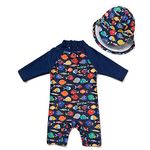 upandfast Baby Long Sleeve Bathing Suit Infant One-Piece Rashguard (Colorful Fish,6-9 Months)