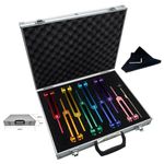 8 PCS Solfeggio Tuning Fork Set, Weighted 7 Chakra 1 Soul Purpose Music Therapy Instruments for Sound Healing Meditation with Hammer Case (126 Hz 136 Hz 141 Hz 172 Hz 194 Hz 210 Hz 221 Hz 272 Hz)