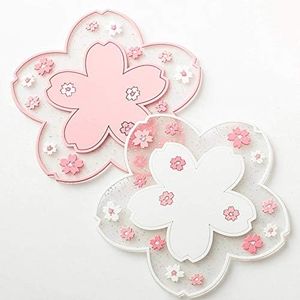 XMYNB Posavasos 2 Piezas De Coaster Flexibles Sakura Tabla del PVC Mat Copa Manteles Mats Hochzeitsdeko De Navidad para Los Restaurantes Refractarios,2St,Diámetro De 11,5 Cm