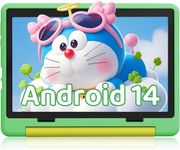 Laptok Kids tablet 10 inch Android 14 Tablets for Kids with 1280 * 800 IPS Display, 14GB RAM+64GB ROM, 5000mAh Battery, WiFi 6, Type-C, Child Tablet with 8MP+5MP Dual Camera, Kid-Proof Case (Green)