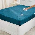 Amazon Brand - Solimo Water Resistant Polyester Mattress Protector, King Bed Size (78x72 inch), Peacock Green