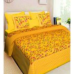 Queenie Bedsheet Double Bed, 100% Cotton Bed Sheet, Soft & Smooth Flat Sheets, Bed Sheet for All-Season Use, 1 Bedsheet and 2 Pillowcases