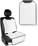 Owleys Premium Leather Car Seat Protector for Child Car Seat Cover from Dirt Scratches (White Set Kick Mat+Seat Protector)