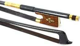 Yinfente 4/4 Violin Bow Braided Carbon Fiber Violin Bows Snakewood Frog Professional Bows for Violin Strong, Stiff & Well Balanced, Made with Mongolian Horse Hair Blak Bow Hair pernambuco Level