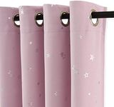 PONY DANCE Nursery Blackout Curtains for Bedroom - Noise Reducing Thermal Insulated Foil Printed Star Curtains with Eyelet for Boys Girls, Light Pink, 66 x 72 Drop Inch, 2 Panels
