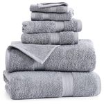 Grey Bath Towels for Bathroom Set - 100% Cotton 6 PC Towels Set, Highly Absorbent Bathroom Towel Set, 2 Gray Bath Towels, 2 Hand Grey Towels, 2 Wash Cloths for Your Body and face-Grey Bath Towels Set