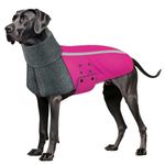 SlowTon Dog Winter Jacket, Waterproof Warm Dog Coats for Large Medium Small Dogs with Polar Fleece Lining Turtleneck Scarf, Reflective Adjustable Puppy Snowsuit Raincoat for Cold Weather(Fuchsia,XXL)