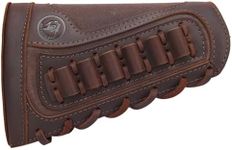 WAYNE'S DOG Canvas Leather Recoil Reducing Pad Stock Extension Cover Buttstock Cheek Rest with Rifle Shell Holder (.308 .30-06 .44MAG .45-70, Coffee)