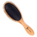 Kobe Bamboo Cushion Paddle Brush - Bamboo Hair Brush With Nylon Pins - Smoothing Bamboo Brush for Blow Dry, Detangling & Straightening - For Long & Short Hair - Use Wet & Dry