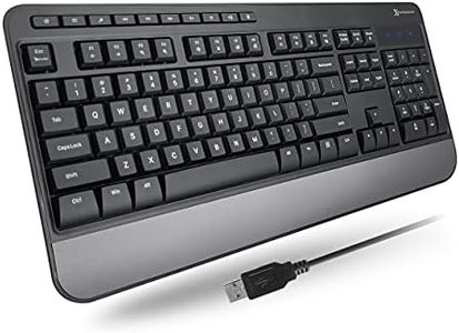 X9 Performance Multimedia USB Wired Keyboard - Comfortable Typing - Ergonomic Full Size Keyboard with Wrist Rest and 114 Keys - External Computer Keyboard for Laptop and Office PC