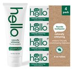 Hello Naturally Whitening Toothpaste with Fluoride - Vegan & SLS Free, Farm Grown Mint with Tea Tree Oil & Coconut Oil - 4.7 Ounce (Pack of 4)