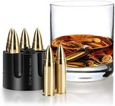 FLOW Barware XL Whisky Stones | 6X Unique Metal Ice Cubes | Gold Stainless Steel Reusable Ice Cubes | Ice Cubes Reusable for Whisky, Scotch, Rum, Gin | Cool Whiskey Stones Gifts for Men