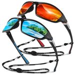 Sunier Polarised Sports Sunglasses for Men Women, Wrap Around Unbreakable Fishing Driving Sun Glasses with 100% UV400 Protection