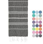 Ephesus Turkish Beach Towel Oversized 100x180 cm 100% Cotton Sand Free Quick Dry Towel Extra Large Turkish Towel Light Travel Towel for Adults Beach Gifts Beach Accessories (Black)