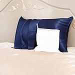 PROMEED Premium 6A+ Silk Pillowcase Toddler Size for Kids - 100% 23 Momme Mulberry Silk Travel Pillow Case Covers for Hair and Skin (Toddler/Travel 13"x18", Navy)