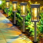 Solar Lights Outdoor 8 Pack, Bright Solar Pathway Lights Outdoor Waterproof for Outside, Auto On/Off Solar Garden Lights Landscape Decorative for Yard Patio Walkway Driveway Lighting, Warm White