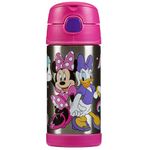 Thermos - Kid Water Bottle, Disney Minnie & Daisy (355ml) - BPA Free, Stainless Steel Flask, Spill Proof, Pop-Up Straw, Carry Handle, Dishwasher Safe,12-Hour Cold Drink, School, Clubs, Sports, Picnics