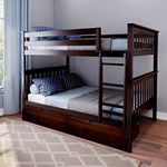 BEDSMART Full Over Full Bunk Bed with Underbed Storage, Solid Wood | Espresso Finish