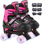 CELCELETOY Kids Roller Skates,with Sparkling Glowing Wheels and 4 Adjustable Sizes of Girls Roller Skate, Roller Skate Suitable for Girls Aged 3-12 and Kid Rollerskates for Indoor and Outdoor Sports