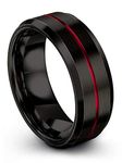 Chroma Color Collection Tungsten Carbide Wedding Band Ring 8mm for Men Women Green Red Blue Purple Black Teal Copper Center Line Bevel Edge Brushed Polished