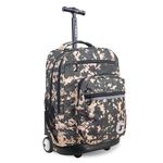 J World New York Sundance Rolling Backpack Girl Boy Roller Bookbag, Green Camo, 20 Inch, Green Camo, 20 inch, Sundance Rolling Backpack Girl Boy Roller Bookbag