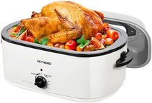 Electric Roaster, Roaster Oven 26 Quart with Self-Basting Lid, Turkey Roaster Oven with Removable Pan and Rack, Adjustable Temperature Control Powerful 1450W Stainless Steel Roaster Oven, White