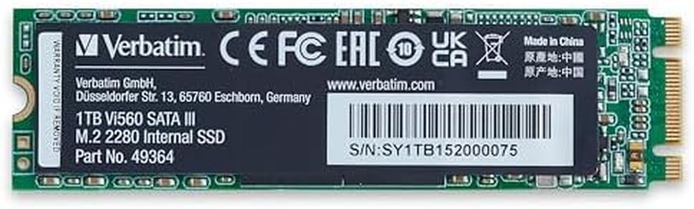 Verbatim Vi560 S3 M.2 SSD - SSD Interno 1TB - Solid State Drive - Adaptador SATA III M.2 - Unidad SSD Interna con tecnología 3D-NAND - SSD de Alto Rendimiento 1TB - hasta 560MB/s - Azul