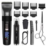 Hatteker Cordless Hair Clipper Beard Hair Trimmer Hair Cutting Kit for Men Women Kids Barber Clippers Nose Hair Trimmer IPX7 Waterproof Professional