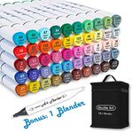 Shuttle Art 50 Colours Art Pens, Dual Tip Alcohol Based Art Markers Plus 1 Blender Permanent Marker Pens for Kids and Adult, Ideal Graphic Markers for Colouring, Drawing, Sketching and Cards Making