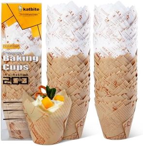 Katbite Tulip Cupcake Liners 200PCS, Nature Color, Biodegradable Paper, Disposable, Perfect for Everyday Use, Christmas, Graduation, Halloween