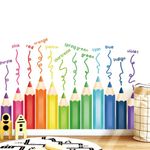 DECOWALL SG2-2417 Learning Color Crayons Wall Stickers Wall Decals Educational Pencil Nursery Home Décor Kids Baby Bedroom Classroom Playroom