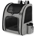 pecute Cat Carrier Dog Backpack, Portable Breathable Rucksack with Front Opening-Mesh Window-Pockets, Airy Space Great For Carrying Dogs Large