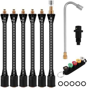 10 Pcs Pressure Washer Extension Wand, 109" Gutter Cleaning Lance with Large Locking Nut, 4000PSI, Engineering Plastic+Steel,for Karcher K2-K4 Adapter, 1/4" QC, 5 Nozzles & Curved Wand（Black）