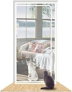 SHRRL Reinforced Cat Screen Door Fits Door Size 32''x 80'', Pet Resistant Mesh Screen Door, Pets Proof Zipper Screen Door for Living Room, Bedroom, Kitchen, Patio, Stop Cats Dogs Running Out