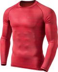 TSLA Men's Cool Dry Fit Long Sleeve Compression Shirts, Athletic Workout Shirt, Sports Base Layer T-Shirt, Hyper Control Scale Red, S