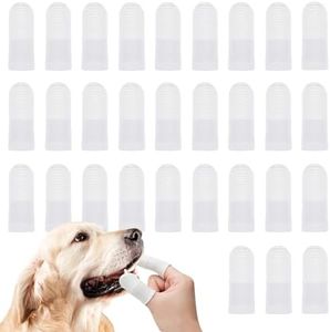 KEYRI 30 Pièces 360° Brosses à Doigts pour Chien et Chat Pour le Nettoyage et le Soin des Dents du Chien Élimine la Plaque Dentaire Souple pour Animaux de Compagnie (Blanc, Taille Unique)