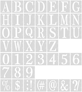 AIEX 43pcs Letter and Number Templates, Reusable Plastic Uppercase Letter Stencils Alphabet Stencils Punctuation Marks Symbol Numbers Craft Stencils for Scrapbook Painting DIY Craft (2 Inch)