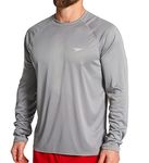 Speedo Men's Solid Long Sleeve UV Rashguard Swim Shirt Regular Fit - Monument, XX-Large