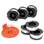 X Home Weed Eater Spools Compatible with Black and Decker GH600 GH900 String Trimmer Edger, 30ft 0.065 inch Spool Refills Line, RC-100-P Spool Cap Covers (6 Spools, 1 Cap,1 Spring)