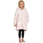 Dreamscene Unicorn Hoodie Blanket Oversized Kids Ultra Plush Soft Sherpa - Blush, One Size, Pink