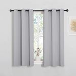 PONY DANCE Silver Grey Curtains Thermal Blackout Eyelet Curtains Short for Small Windows Noise Reduce Space Curtains for Kids Bedroom, W 34" x L 45", 2 panels