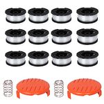 16 PCS String Trimmer Replacement Spool Weed Eater Cap Auto Feed Trimmer String AF-100 0.065-inch 30ft for Black and Decker String Trimmers(12 spools+2 Spool Cap + 2 Spring)