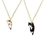 Cat Necklace for Women, 2Pcs Cute Orange Black Cat Pendant Gold Plated Chain Necklace Unique Adjustable Lightweight Necklace for Teen Girls Jewelry Gifts (Cat)