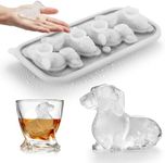 ACOOKEE 3D Dachshund Dog Ice Cube Mold, 4 Hole Fun Shapes Large Dachshund Dog Ice Cube Tray for Whiskey,Cocktail,Bourbon, Cute Novelty Dachshund Dog Gifts for Women, BPA Free