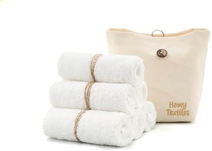 Homy Textiles Lot de 6 gants de toilette en bambou pour bébé - 25 x 25 cm - Extrêmement doux - Pour peau sensible - Sac de rangement décoratif 100 % coton - Lingettes réutilisables