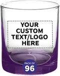 Custom Lexington Rocks Whiskey Glass 10.5 oz, Set of 96, Personalized Bulk Pack - Perfect for Scotch, Bourbon, Whiskey, Cocktail - Purple