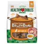 Nylabone Healthy Edibles Broth Bone All Natural Dog Treats Made with Real Bone Broth - Ham, Small, 16Count