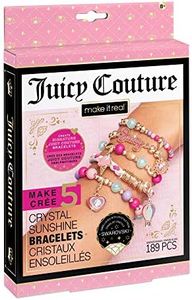 Make It Real - Juicy Couture Mini Crystal Sunshine - DIY Charm Bracelet Making Kit - Friendship Bracelet Kit with Swarovski Crystal Charms - Arts & Crafts Bead Kit for Girls - Makes 5 Bracelets
