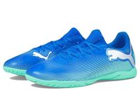 PUMA Men's Future 7 Play Indoor Trainer Soccer Shoe Sneaker, Hyperlink Blue-Mint-puma White, 9