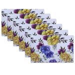 Kuber Industries Pack of 6 Fridge Shelf Mat | Mats for Fridge Shelves | Washable Refrigerator Mat | Flower Print Fridge Sheet | Yellow & Blue